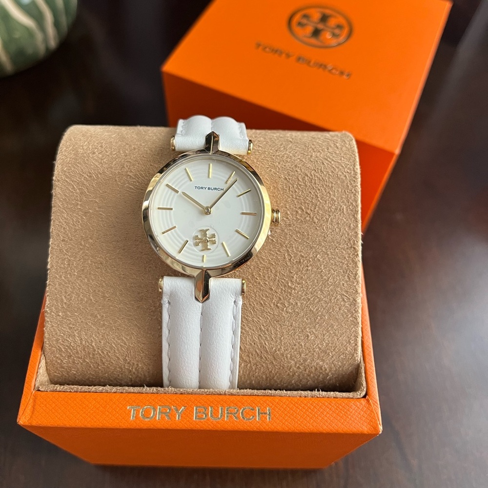 Tory Burch KIRA WATCH, LEATHER/GOLD-TONE STAINLESS STEEL